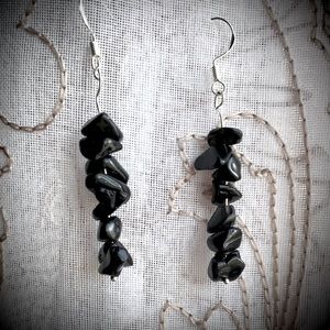Black Onyx Chip Sterling earrings 925